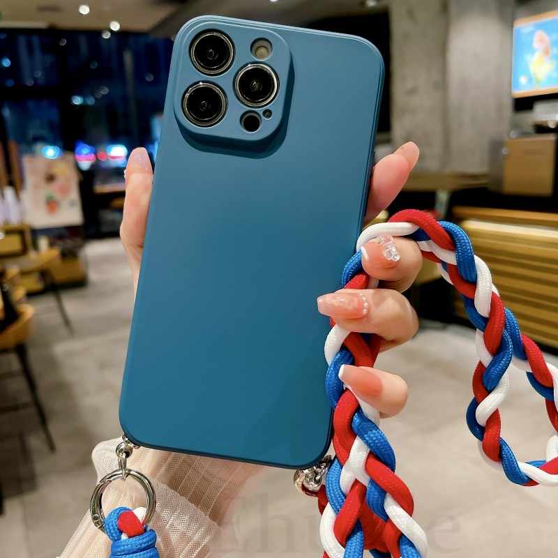 Crossbody Strap Case for OPPO Find X5 Lite X3 X6 Reno 11 8 7 6 5 Realme 12 Pro C53 C55 Necklace Soft Silicon Braid Lanyard Cover