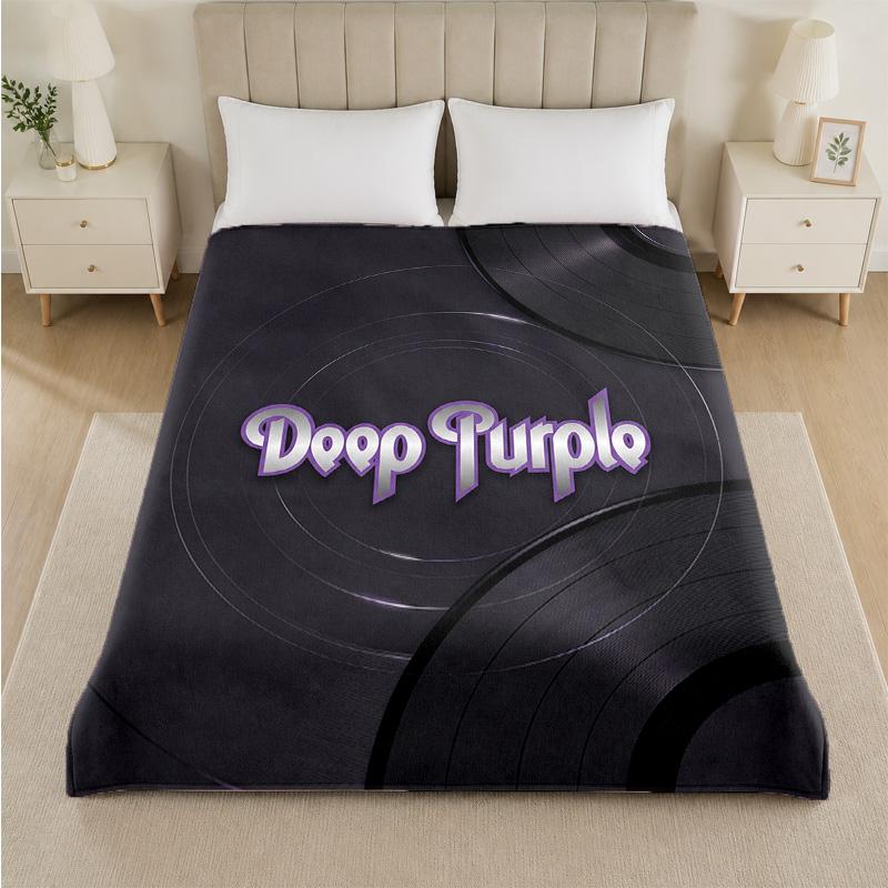 Deep Purple Print Flannel Blanket Cozy Lightweight Plush Throw Blanket For Bed Sofa Household Use