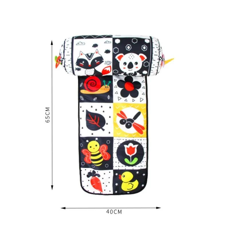 Poduszka do leżenia na brzuszku dla niemowląt czarno-biała, zabawka, poduszka treningowa do podnoszenia główki dla noworodków, wysokokontrastowa, dwustronna, sensoryczna poduszka do leżenia