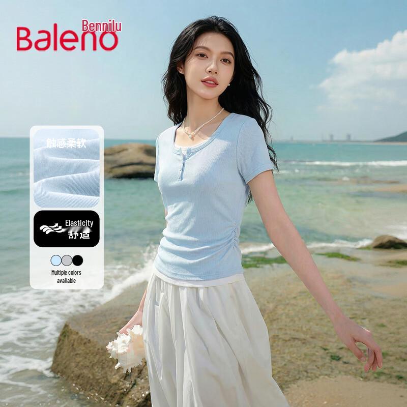 Baleno Women s Faux Two-Piece Short Sleeve T-Shirt M