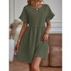 Summer Round Neck Short Sleeve Loose Dress Fashion Simple A-line Party Office Casual Short Dresses Elegant Ladies Women's Clothing