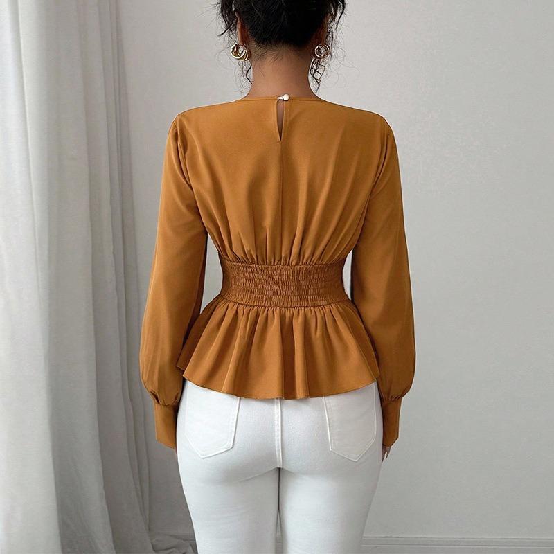 Temperament Long Sleeve Shirt Pullover 2025 Autumn Fashion Versatile Casual Women's Wear