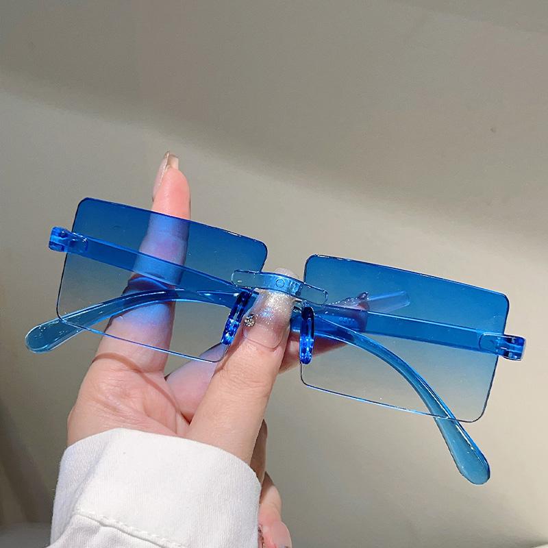Rimless Rectangle Sunglasses Men New Fashion Gradient Outdoor Shades Women Trendy Simple Beach Vacation Decor Sun Glasses