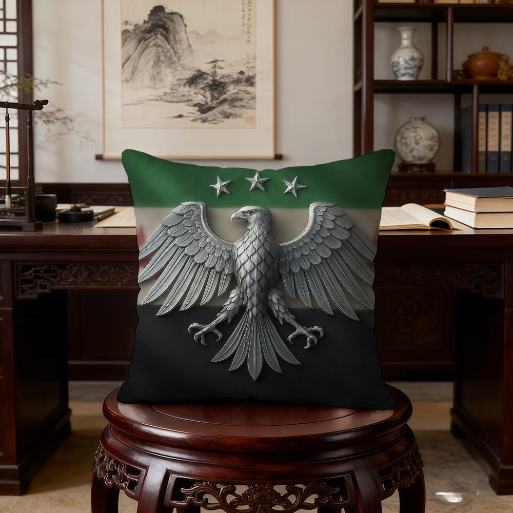 Flag Logo Eagle Syrian New 2025 Cushion Cover Home Office Birthday Anniversary Gifts Soft Skin Friendly Cushion Cover