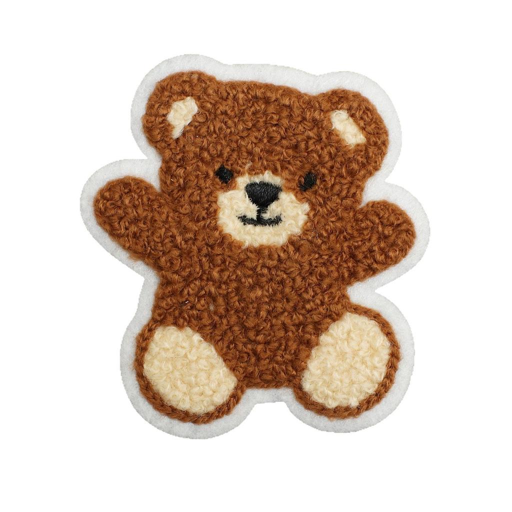 Plush Bear Embroidery Cloth Sticker Cute Red Panda Towel Embroidery Patch Sticker Clothes Decorative Embroidery Label Curly Lion