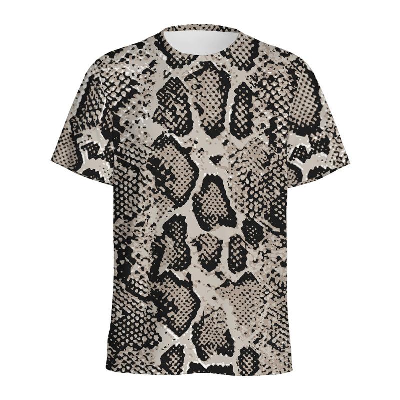 Модная футболка с рисунком змеиной кожи с 3D-принтом для мужчин, футболка с круглым вырезом и рисунком шкур животных, уличные футболки с короткими рукавами, топы L