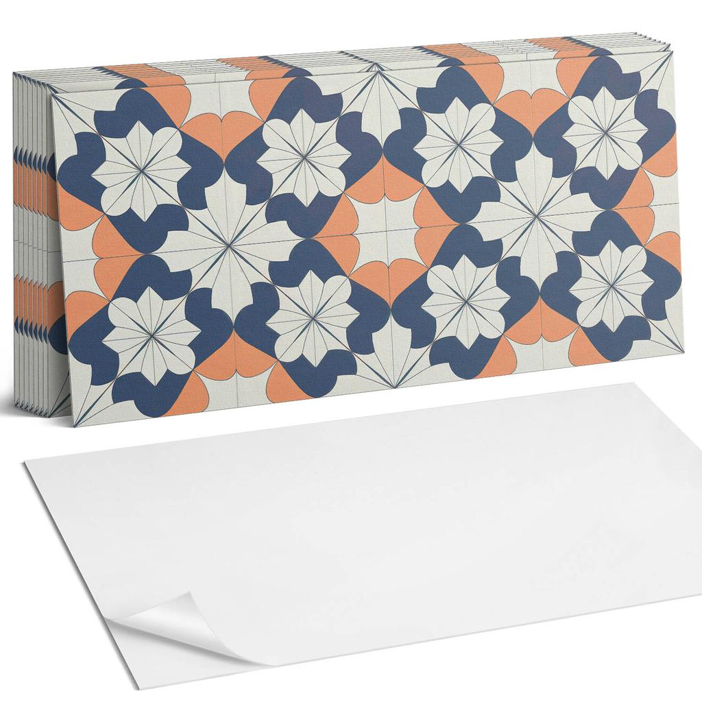 Kafelki Samoprzylepne Winylowe Z Nadrukiem Geometryczny Wzór Kwiatowy 10X40X20 Cm