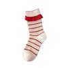 New Year's Wool Red Socks Thickened, Warm and Festive. Female Bow, Little Dog Fair Island Sweet Mid-calf for Autumn and Winter