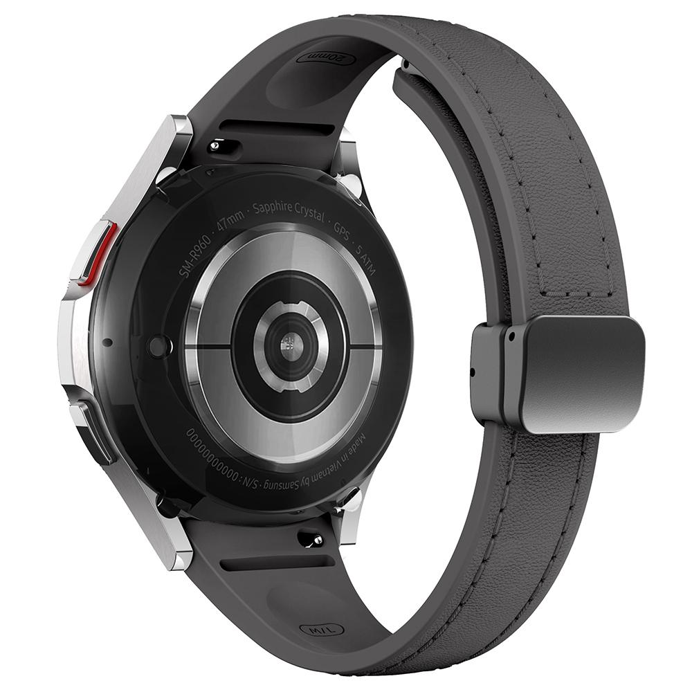 For Samsung Watch FE 40mm/Watch4 Classic Active/Watch 5/Watch6 Classic Magnetic Buckle Leather+Silicone Strap