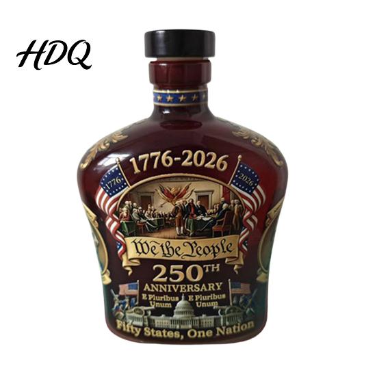 Collectible Patriotic Glassware 250th Anniversary Commemorative Wine Bottle Set Glass Decorative Mantelpiece Spirit Decanters for Celebrations