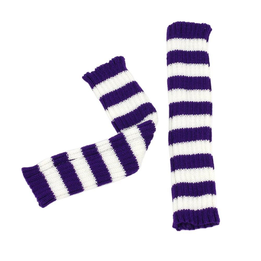 

Харадзюку Полосатые Вязаные Перчатки Шерстяные Перчатки Простые Перчатки без пальцев Зима белый/фиолетовый