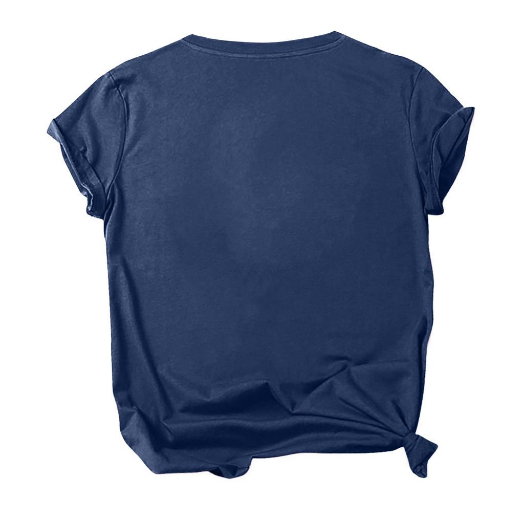 Damenmode, lässig, bequem, bedruckt, O-Ausschnitt, kurzärmelig, Bluse