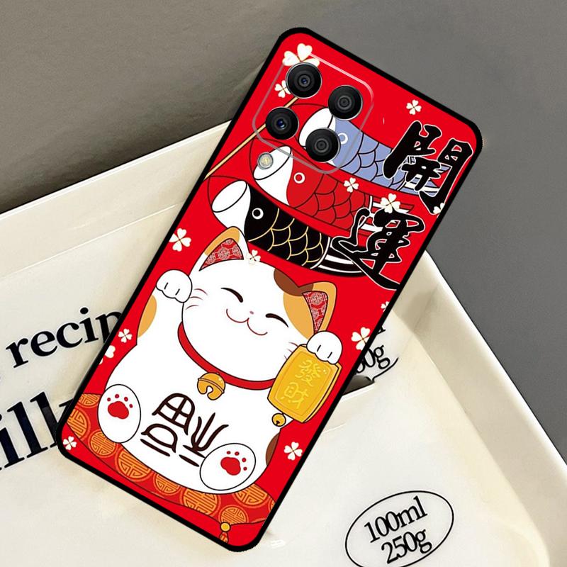 Maneki Neko Lucky Money Cat Case For Samsung Galaxy M14 M34 M54 M56 M16 M36 M13 M15 M35 M55 M11 M31 M53 M51 M12 M32 M52