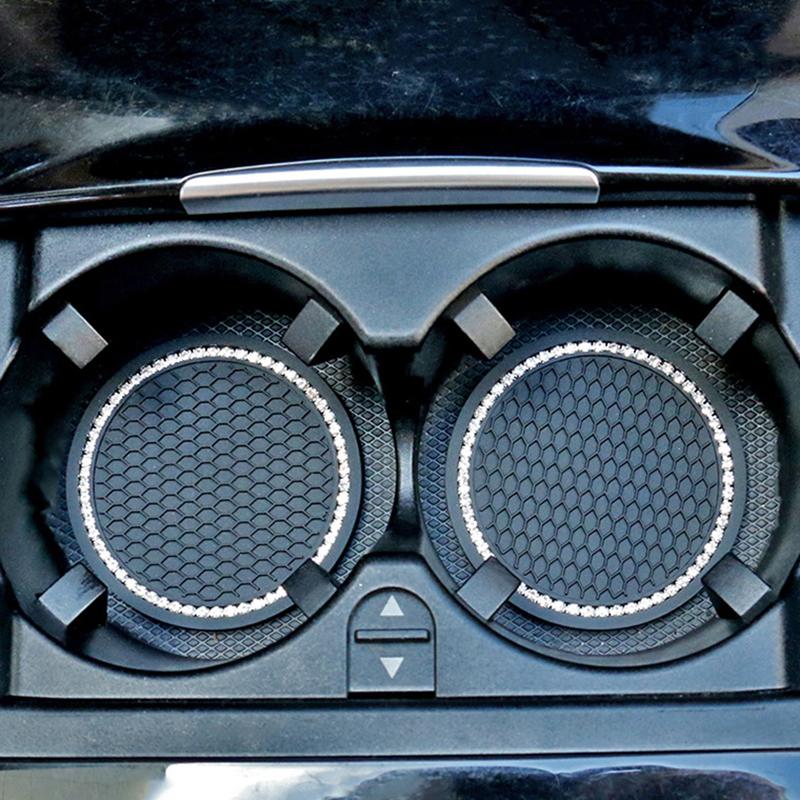 2Pcs Car Water Cup Pad Holders Non-Slip  Rubber Mat For Bottle Holder Coaster Auto Interior Anti-Skid Cup Holders