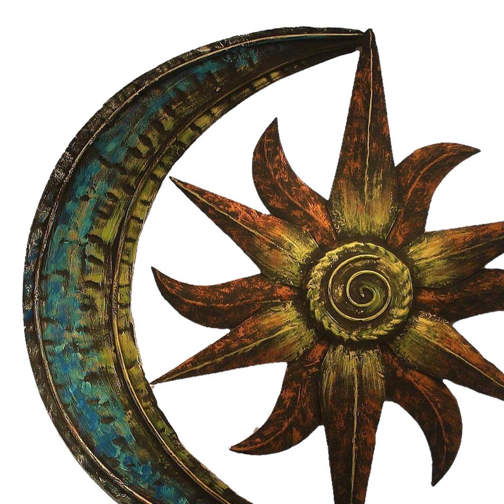 Artistic Sun Moon Metal Wall Art Wall Sculpture Celestial Artwork Home Display for Yard Living Room Outside Ornament Kitchen