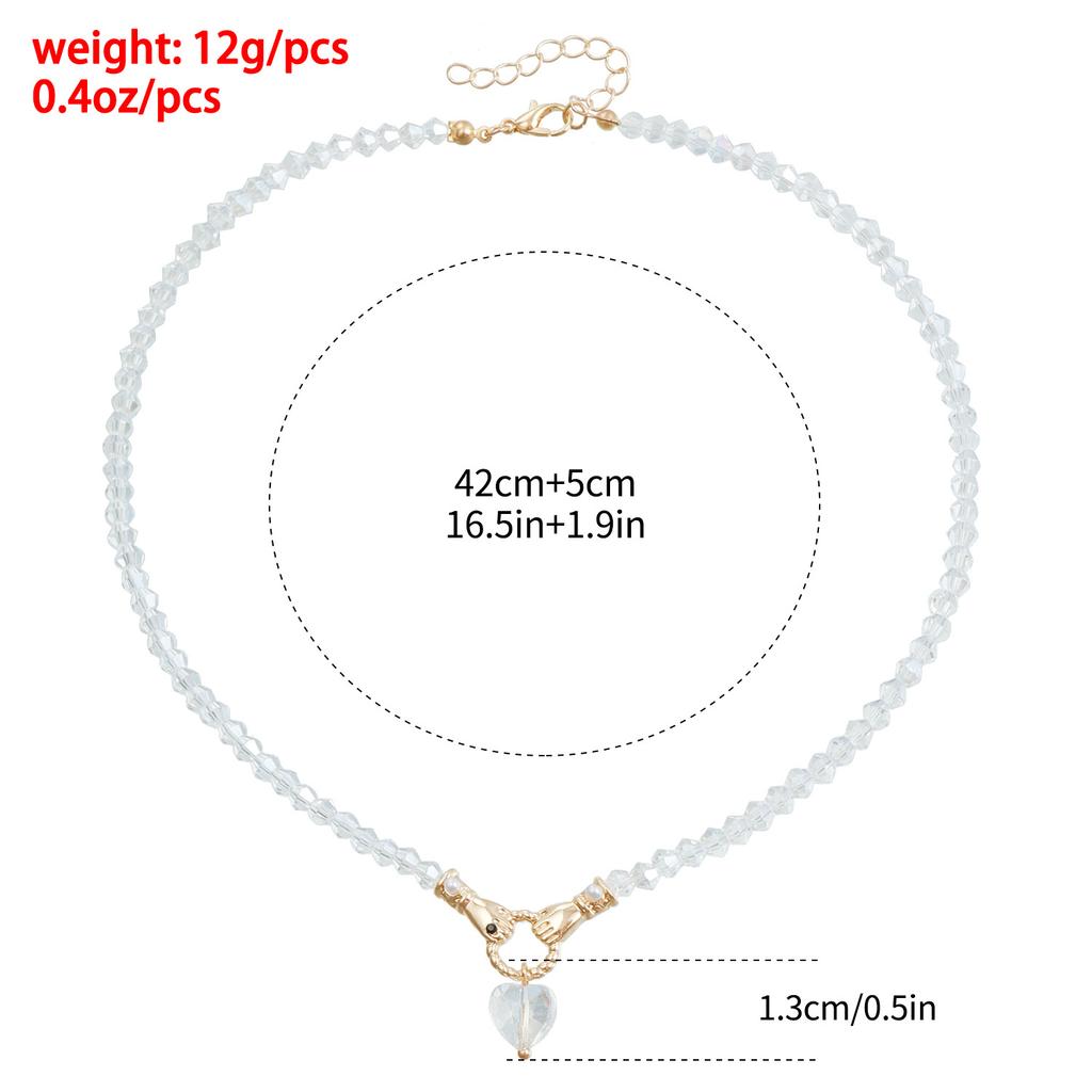 Jewelry Wind Handshake Love Pendant Clavicle Chain Personality Creative Versatile Glass Beaded Necklace