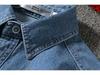 Men's Japanese Retro Denim Long-Sleeve Casual Loose Shirt Jacket, Large Size