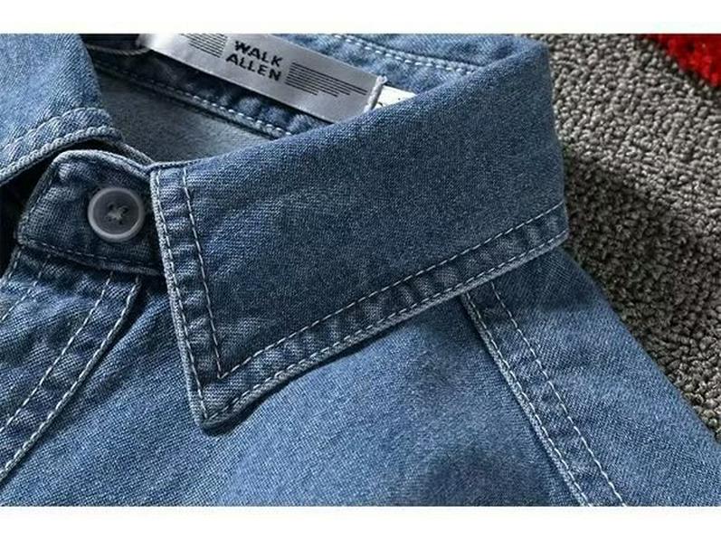 Men's Japanese Retro Denim Long-Sleeve Casual Loose Shirt Jacket, Large Size