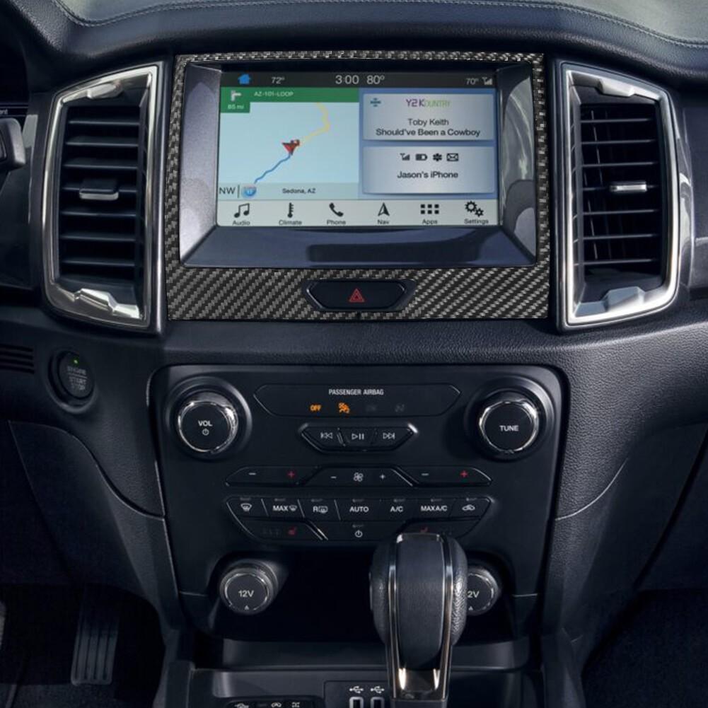 1PC Carbon fiber Center Navigation LCD Frame Trim Cover For Ford Ranger 19-22