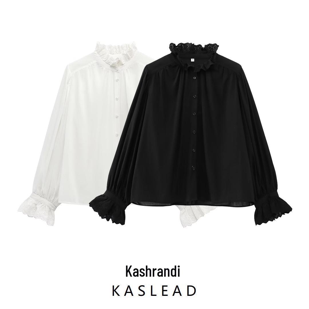 

Spring 2025 Women s Fashion Embroidered Hollow-Out Top Large чёрный