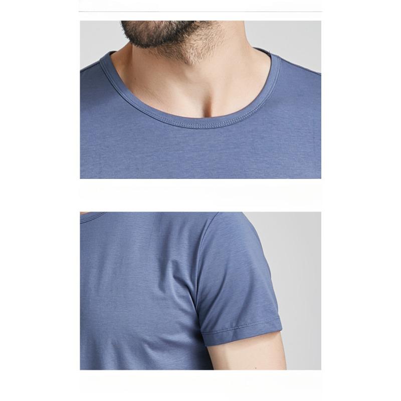 Solid Color Short Sleeved T-shirt Men Slim Slimming Classic Versatile Both Men Interior T-shirt with Base Top