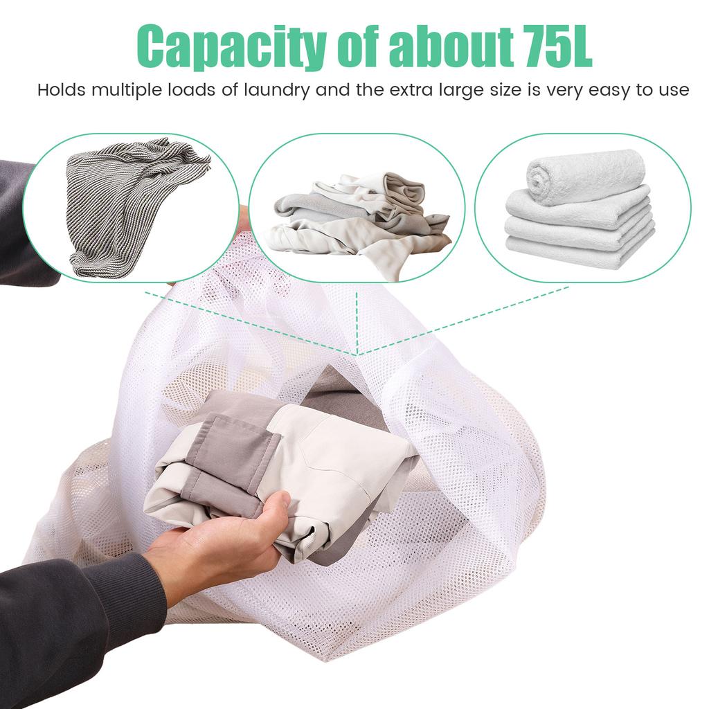 6Pcs Mesh Laundry Bags Portables Large 75L Drawstring Washing Net Bags with Handle for Home Dorm Travel and Laundry Use 60x90cm