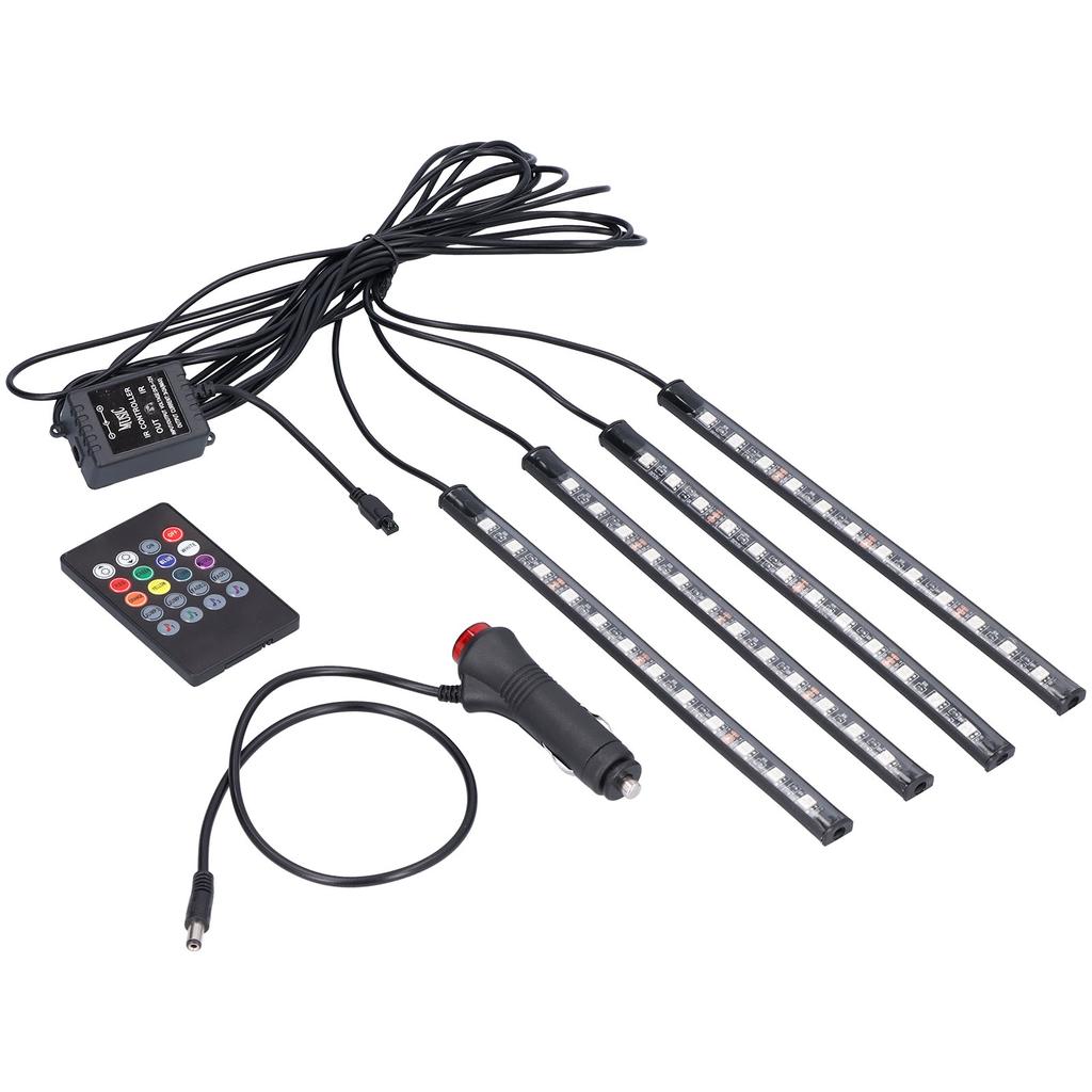 Interior Car Light Color Remote Music Control RGB Light Source IP65 Waterproof 48 LEDs Plug and