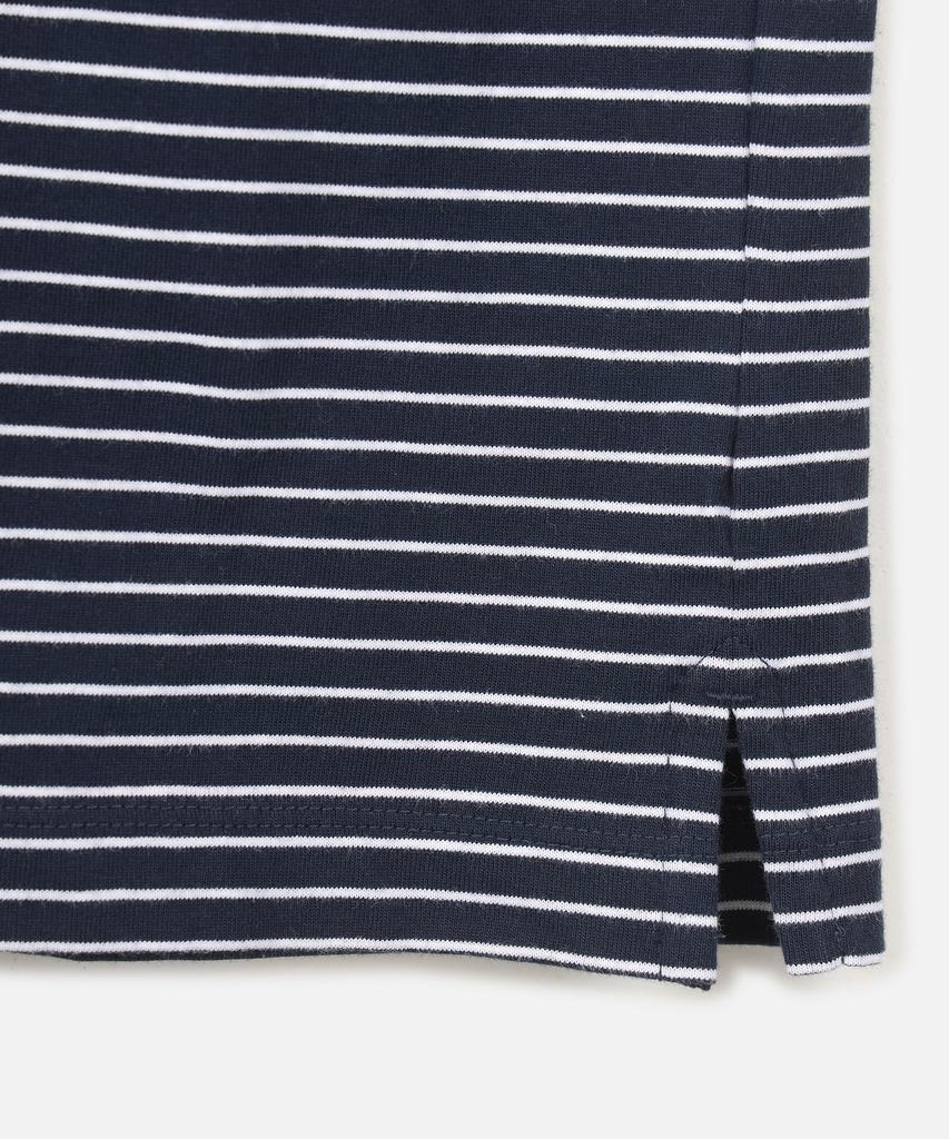 247Silijeu Usa Cotton 20-Count Striped T-Shirt Navy