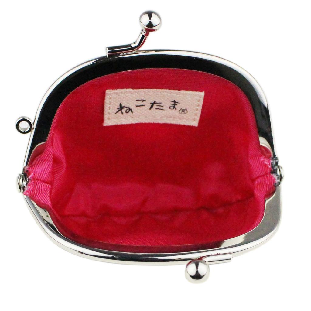 Made in Japan by Shunkoen Coin Purse with a Clasp and Sesame and 9cm Wide x High Sumishoyu, Cat-shaped Design, Salt, NTGS-10F, Approx. 9.5cm