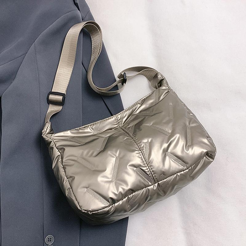 

Yogodlns Сумка-пельмень под мышкой, Тоут из космического хлопка, Большая вместимость, На плечо, Через плечо, Легкая женская нейлоновая сумка 30x10x20cm золотой