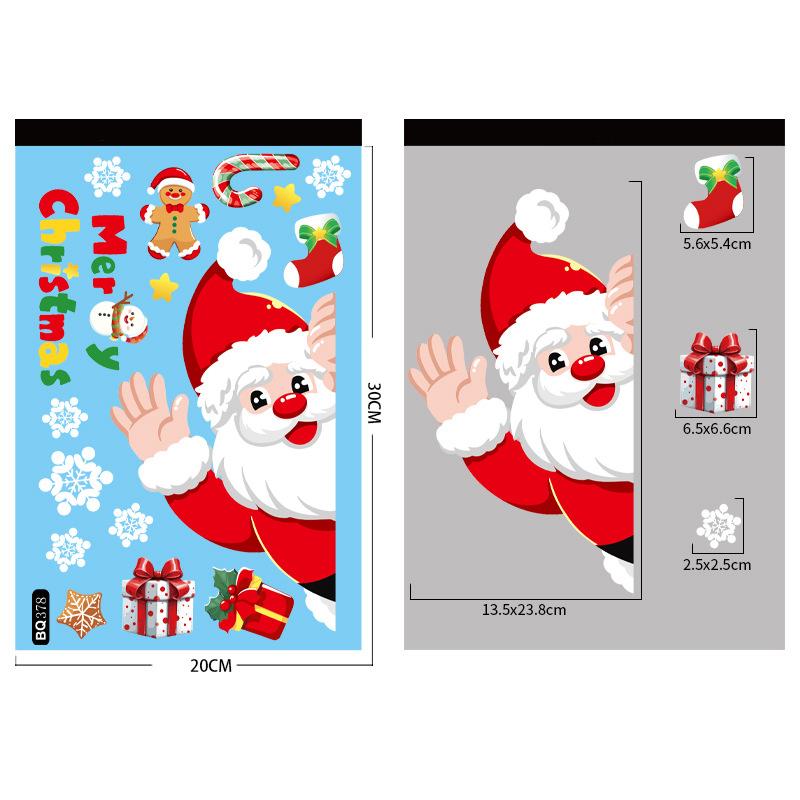 2025 Santa Claus Reindeer Window Glass Stickers Snowman Snowflake Electrostatic Wall Sticker Merry Christmas Decoration for Home