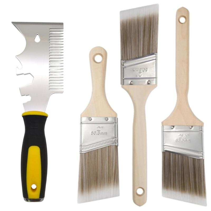 

2.5 Inch Angled Paint Brush Tool With Strong Wooden Handle & Bubble Removing Comb For Professional Home Painting 1