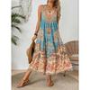 Ärmelloses Sommerkleid mit Rundhalsausschnitt und Print für Damen, geeignet für Freizeit- oder Strandkleidung für den Urlaub und lange Ferien