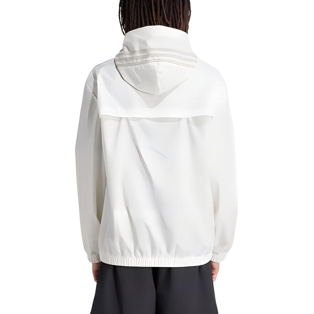 Adidas Essential 3S Logo Stripe Soft Comfortable Casual Hooded Woven Windbreaker Men Outerwear Off-White IS1359