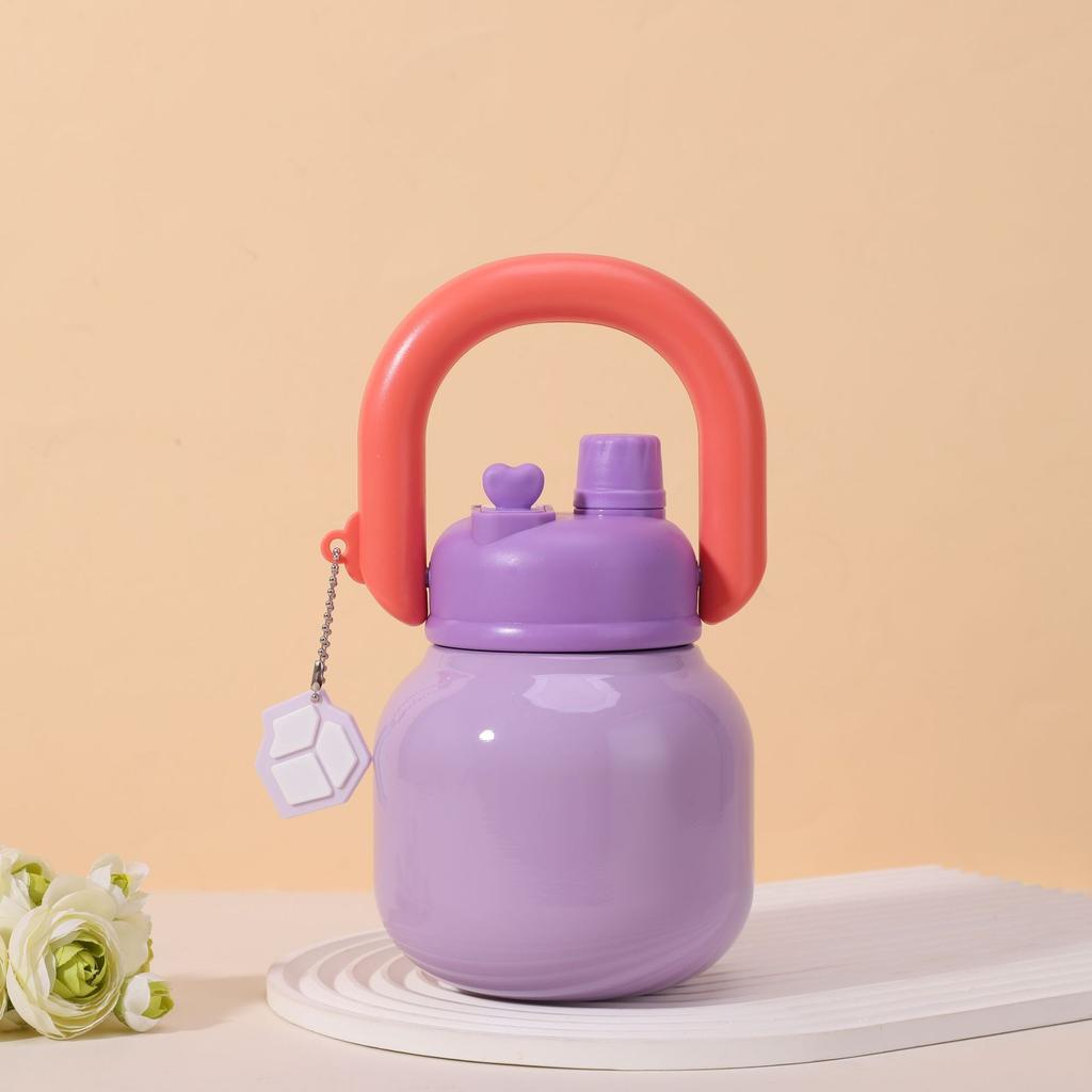 New high-value large-capacity carrying pot 111 stainless steel creative thermos cup portable double drink accompanying straw cup
