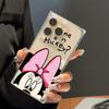 Clear Square Back Tube Case Protection For iPhone 12 11 14 Pro Max 13 15 Plus 16 ProMax Minnie Pattern