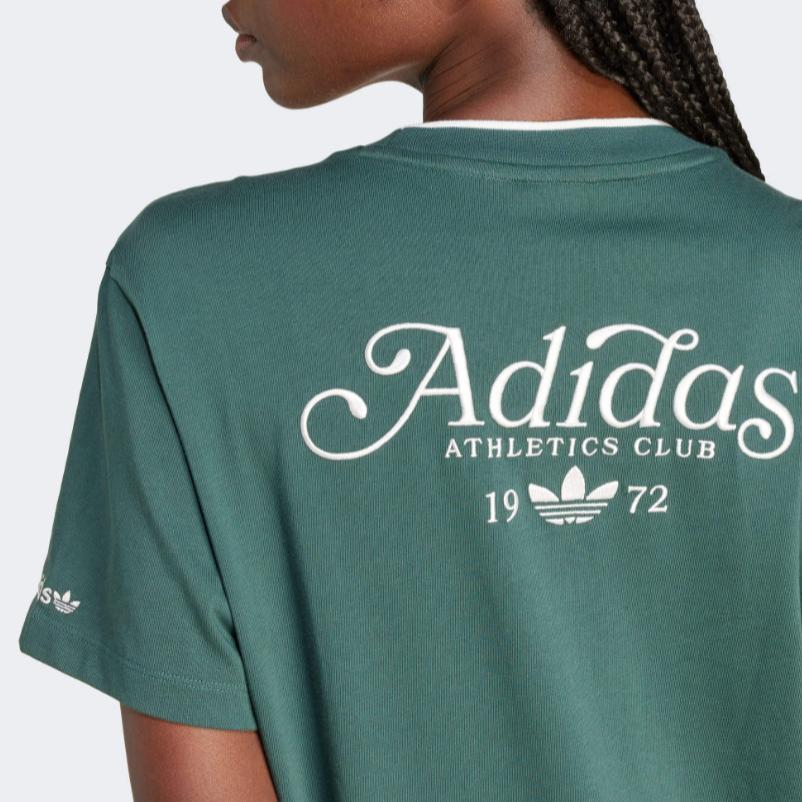 adidas Originals Alphabet Mini-Logo Bequemes Sportliches Atmungsaktives Kurzarm-T-Shirt Damen Oberteile Grün IX3540