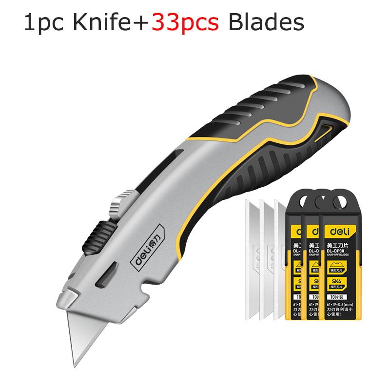 Deli Heavy-duty Stable Retractable Art Utility Knife Zinc Alloy Cutter Professionnel Wallpaper Wrap Faca Art Supplies Stationery