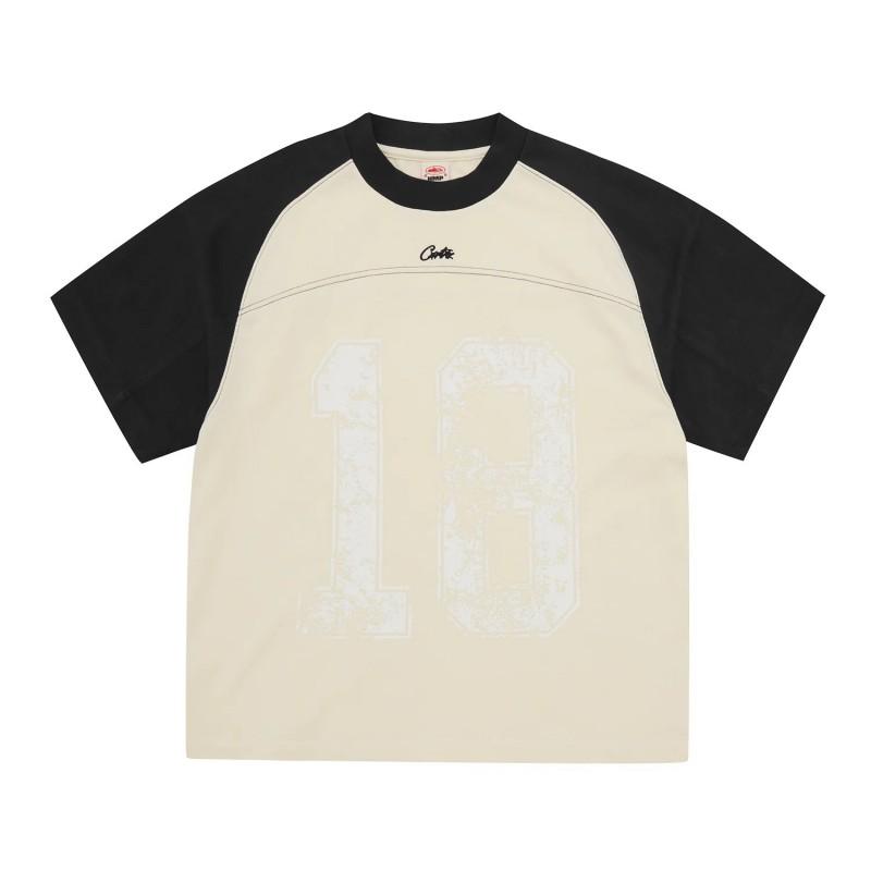 Unisex Streetwear Distressed Number Print T-Shirt With Embroidered Letters Loose Fit Cotton Tee