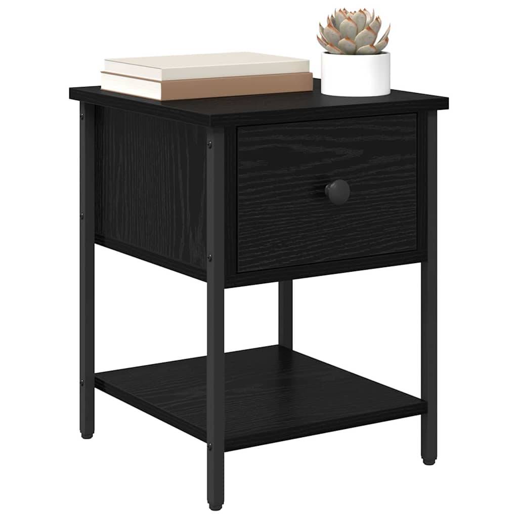 Nightstand Black Oak Effect 34 X 35.5 X 45 Cm Engineered Wood