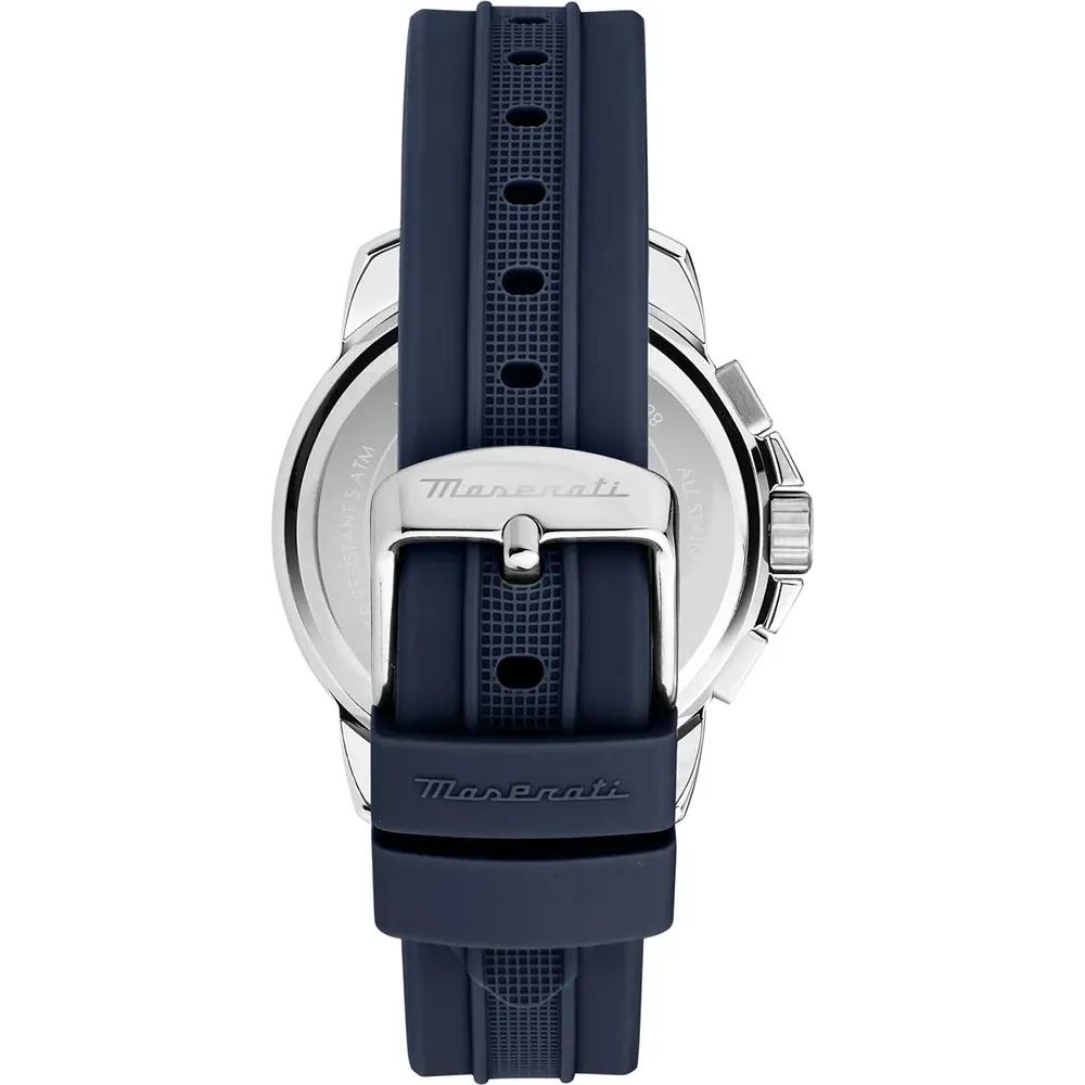 Maserati Successo Silver Blue Silicone Gents Quartz Chronograph with Date R8871621042