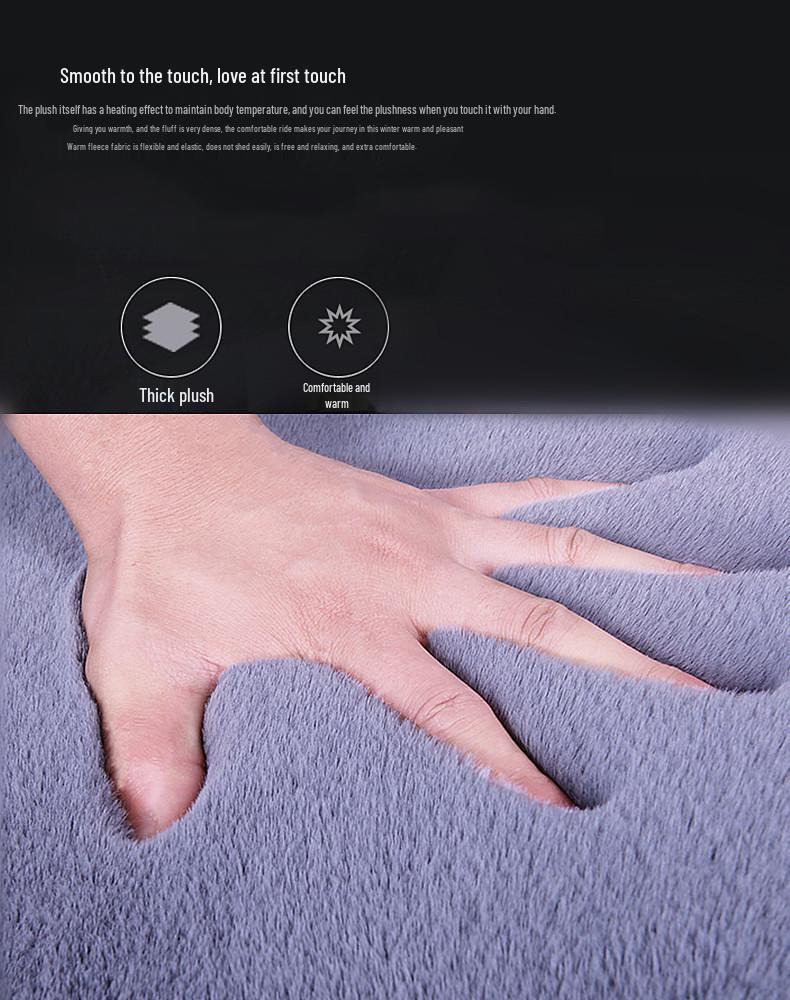 Universal Plush Car Seat Cushion Set - Faux Rabbit Fur, Short Hair, Winter Comfort for Rear Seats