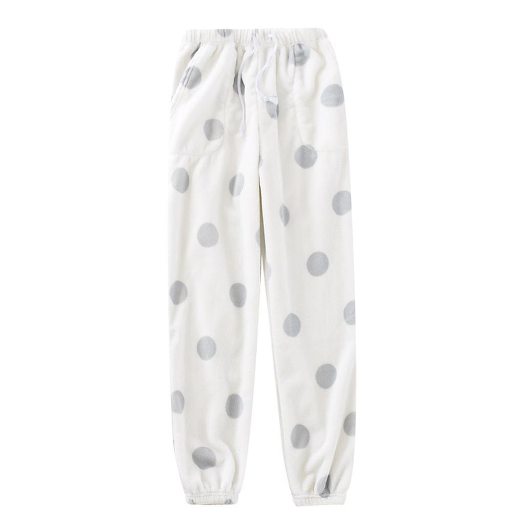 Pantaloni da pigiama caldi casual in pile termico da donna con tasche