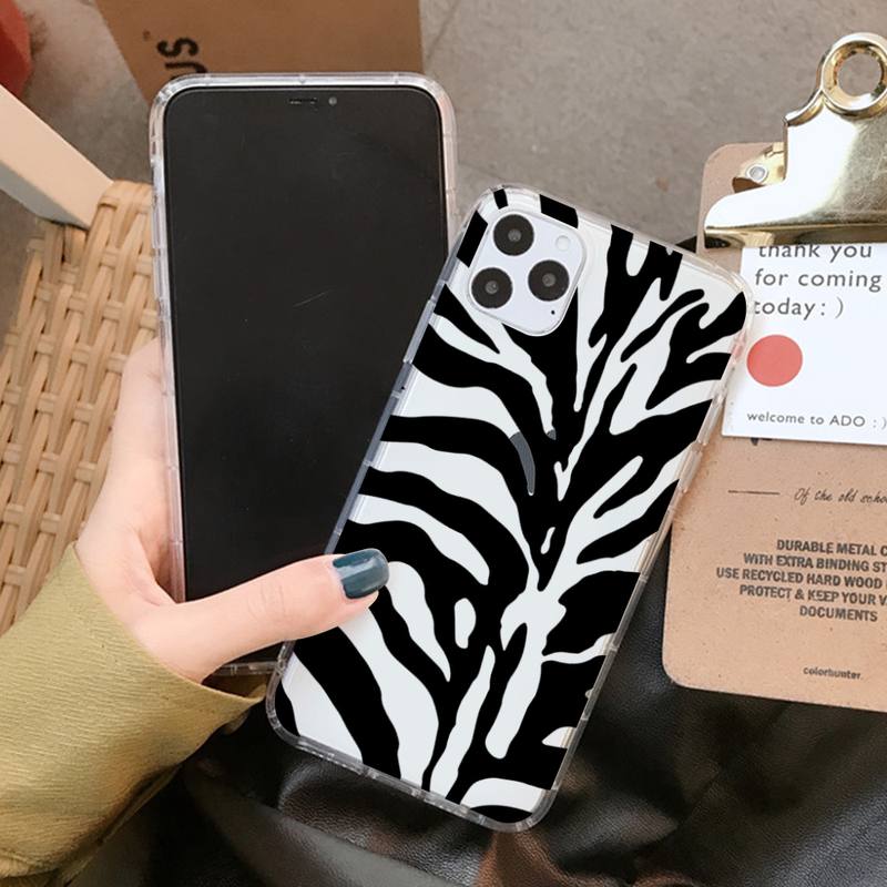 Cartoon Zebra Pattern Phone Case for iPhone 11 12 13 Mini Pro XS MAX 8 7 6 6S Plus X 5S SE 2020 XR Clear Case