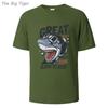 Great Shark Printing Mens Basic Cotton Tee Simple Round Neck Comfortable Fit Lightweight Breathable Casual Wear Mens Tshirt