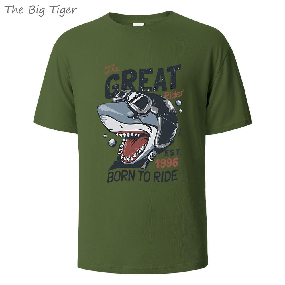 

Great Shark Printing Mens Basic Cotton Tee Simple Round Neck Comfortable Fit Lightweight Breathable Casual Wear Mens Tshirt 4XL