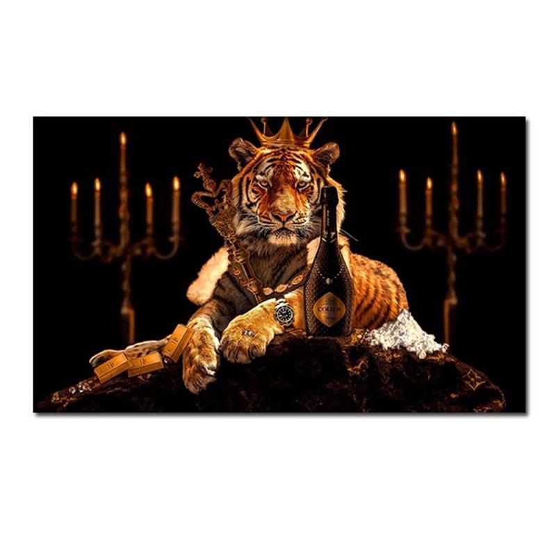 

Большой размер картины на холсте с животными, роскошные постеры и принты «Король тигров», настенное искусство для гостиной, украшения стен дома, Куадрос 21x30cm No Frame