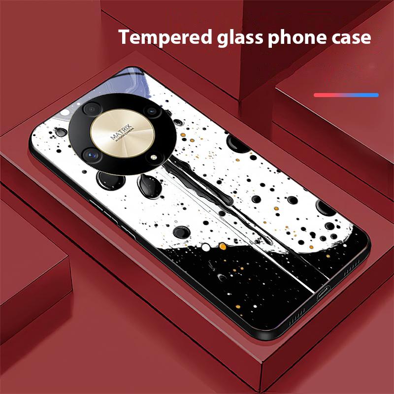 Color Ink Dot White For Honor Magic 6 50 70 90 Lite X7b 200 Pro Nova 10 Nova 5T X6 P30 Pura 70 Ultra Tempered Glass Phone Case