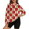 Women's Stand Collar Pullover Long Sleeve Top Christmas Print Sports Top