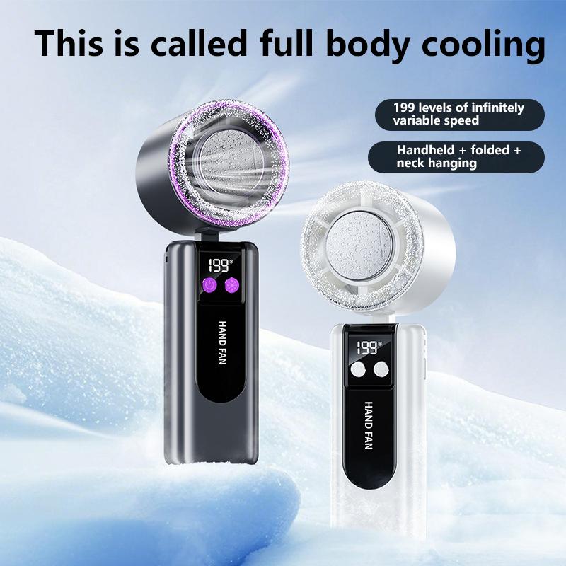 199-speed High-speed Cooling Fan Usb Charging Digital Display Large Wind Turbine Handheld Portable Fan Mini Cooling Fan 2026 Hot